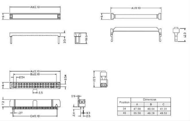 1.27MM 2.0MM 2.54mm Pitch Idc Female Connector Black Color Current Mold