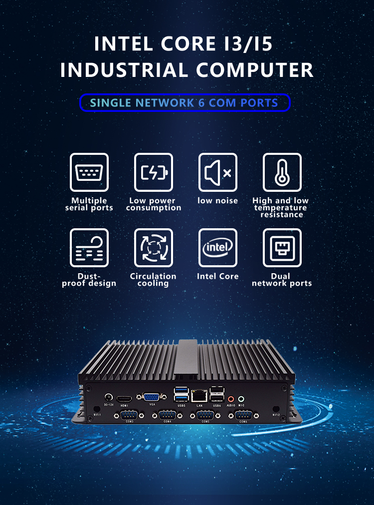Industrial Embedded Mini Pc Computer With I5 7267U 2 Rs232 Win10 Pro Vga Hd Fanless