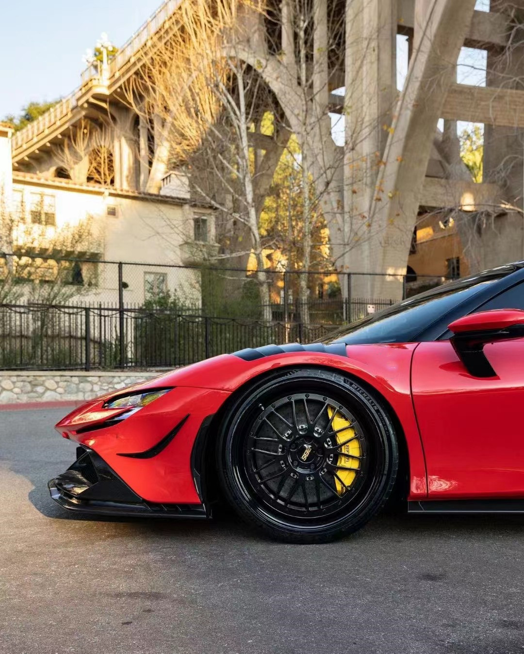 For Ferrari SF90 Carbon Fiber Body Kit SF90 Upgrade RYFT Style Jump Down Front Lip Diffuser Spoiler Body Kit
