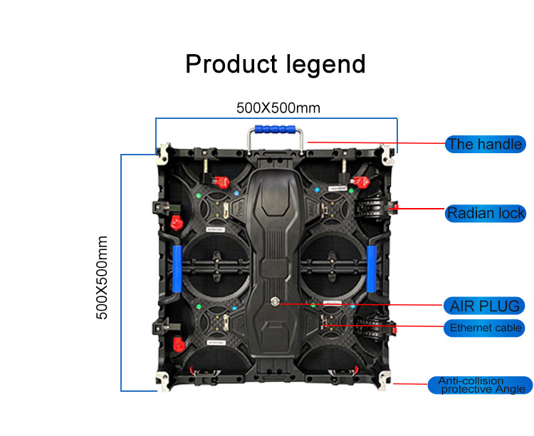 High Quality Outdoor Rental LED Display With Pure Black Lamp 500x500x85mm Cabinet Size Factory