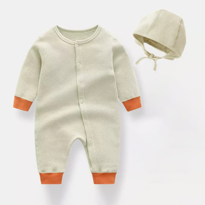 2023 Newborn Waffle Cotton Hood Romper Jumpsuit for Baby Girl Boy Baby Clothes Set Baby Romper