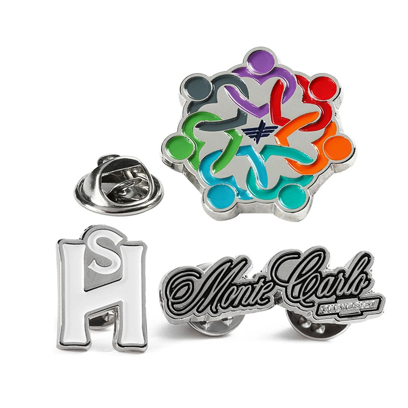 Metal Badge Custom Pins Two Tone Plating Gold Nickel Embossed 3D Badge Brooch