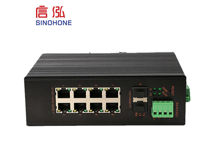 Durable Gigabit Ethernet Switch With Fiber Optic Ports 2 SFP 8 RJ45 RS485 / 232