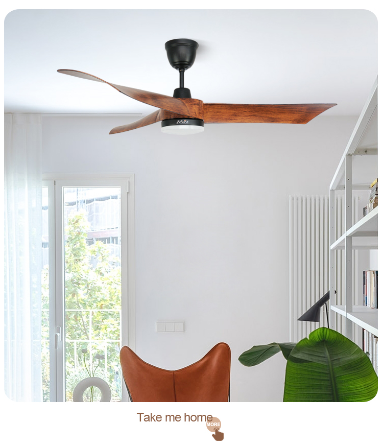 110-240V/50Hz-60Hz LED Ceiling Fan with Remote Control and Wooden Blades by 1stshine
