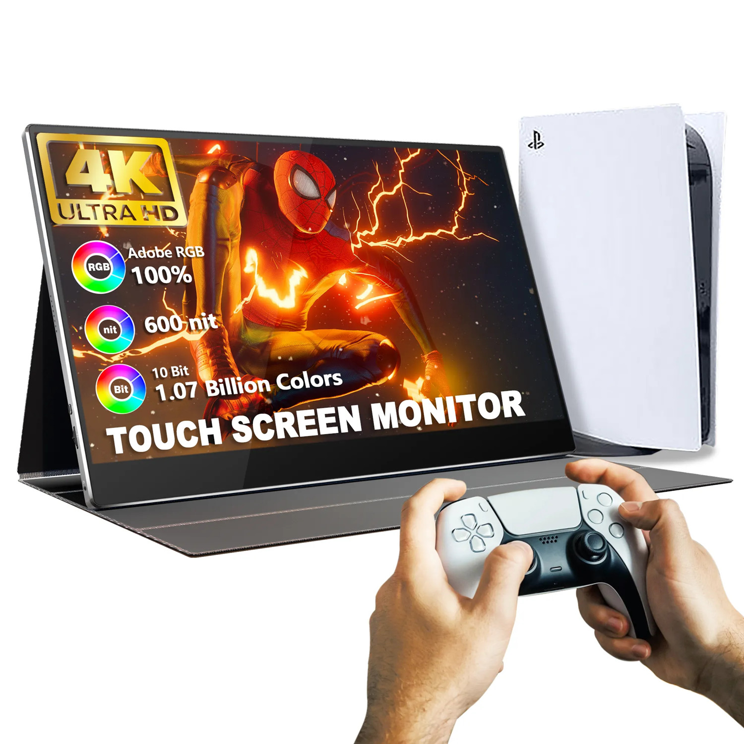 15.6 Inch 4K Type C HDR Portable Dual Screen Monitor Touch LCD Screen For PS5