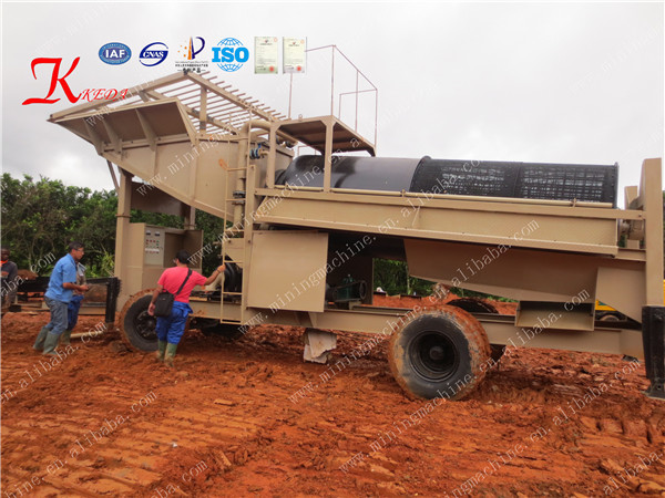 Alluvial 200t/hr 55kw Gold Trommel Wash Plant Portable Gold Mining Machine
