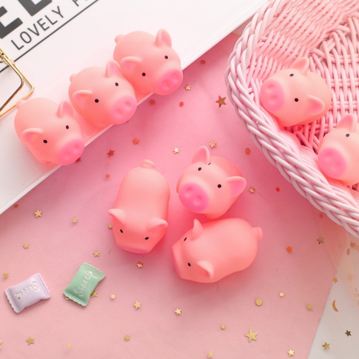 14 Years up Age Range BPA Free Vinyl PVC Toy Kid's Squeaky Mini Cute Piggy Fun Ornament Essential Accessory for All Ages