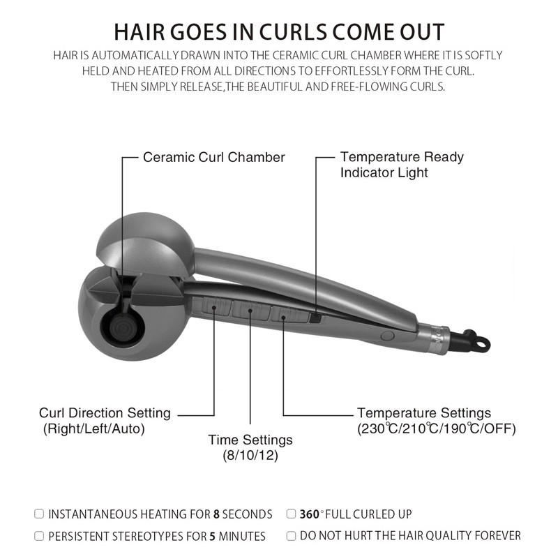 Home Use Electric Wave Hair Curler Mini Portable Temp Automatic Balance