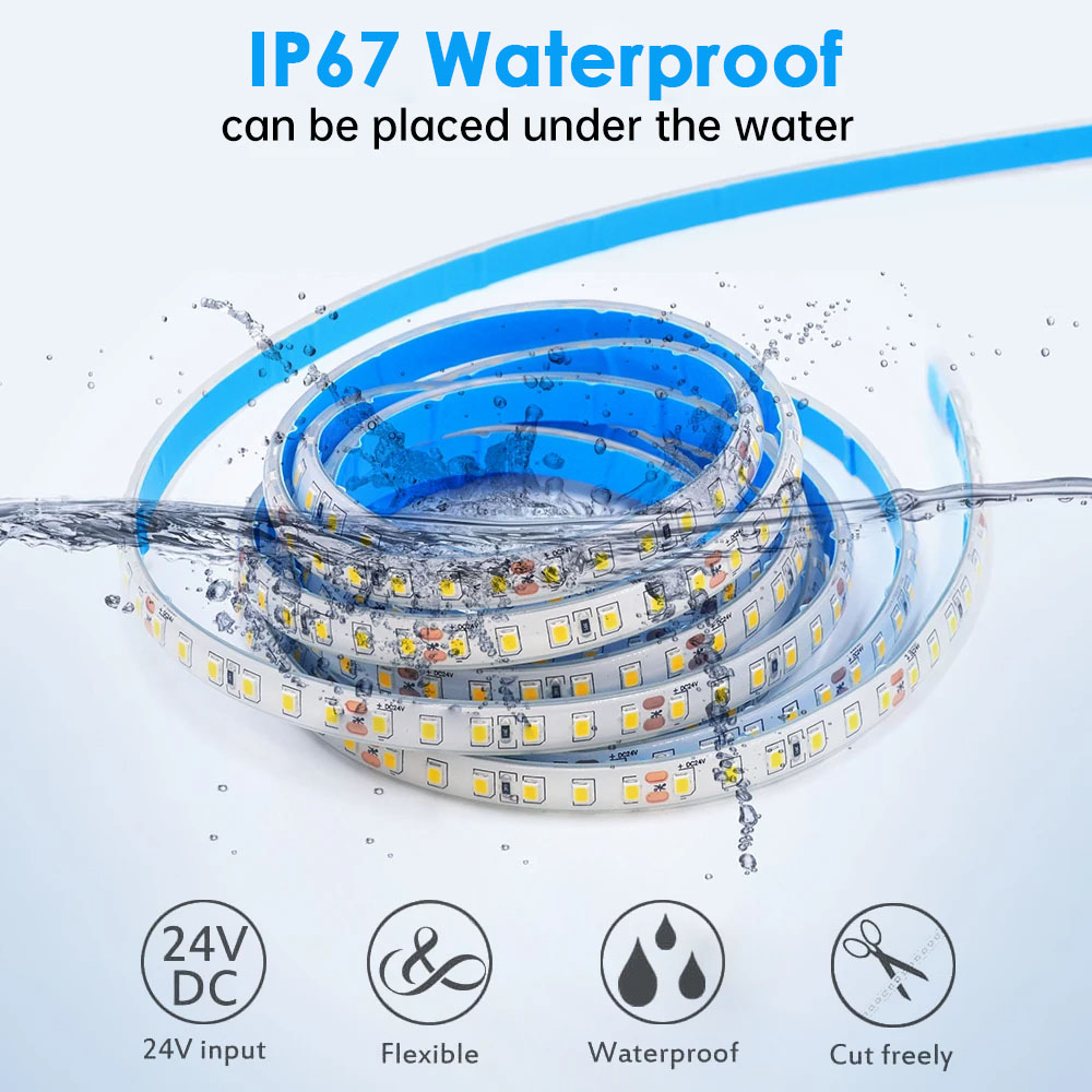 Smart IP65 Smd 2835 Led Strip Light 120/240leds Flexible 8mm 12v for Outdoor and Bathroom