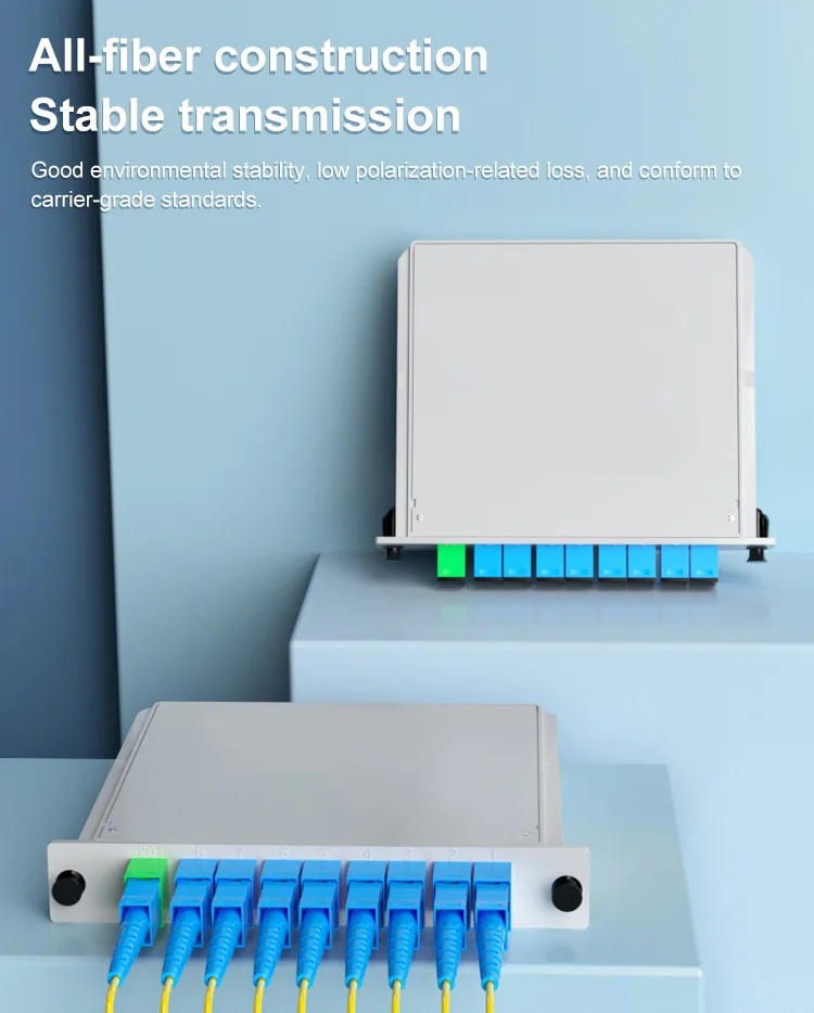 1x4 1x8 1x16 1x32 SC APC UPC Plug-in Fiber Optic Splitter PLC Splitter with Connector