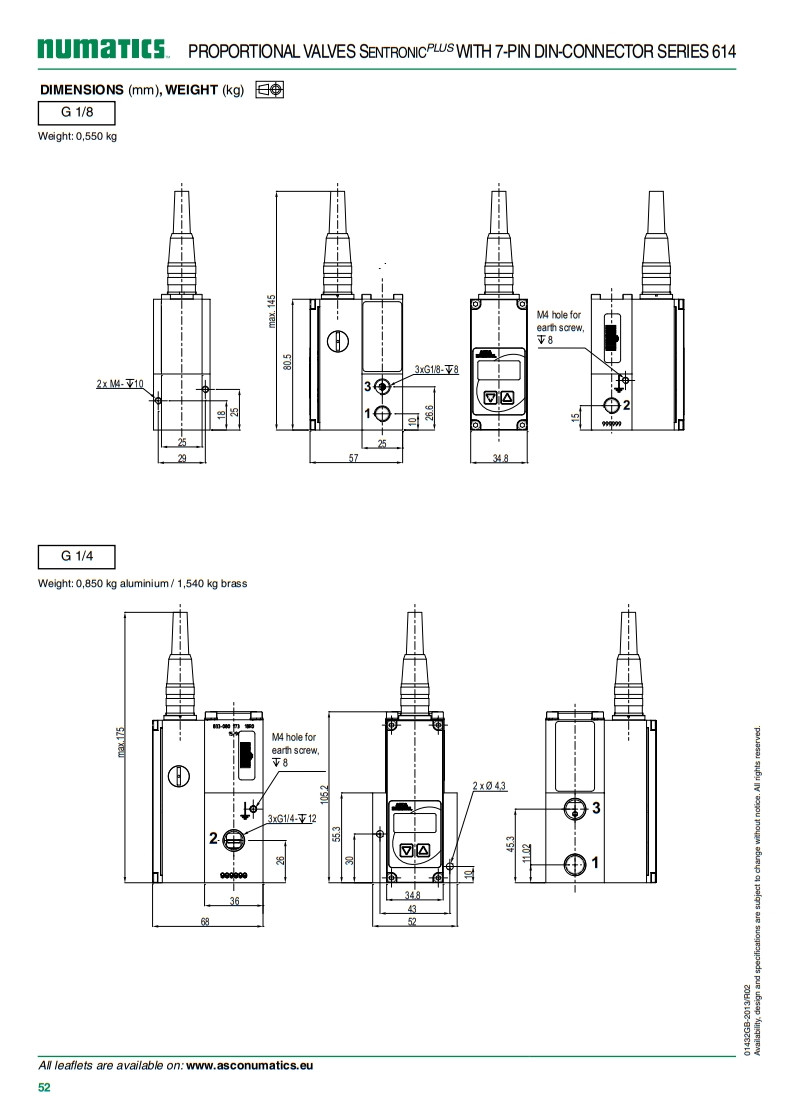 2 Position 3 Way Solenoid Valve 614 Series ASCO Proportional Valve Digital Electronic Pressure Regulator