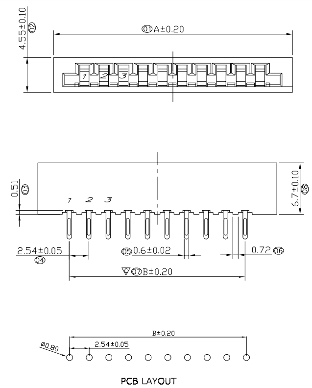 2.54mm Spacing FPC FFC Connector For Computer