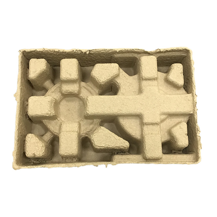 Recycled Paper Molded Pulp Tray Packaging Compostable Ecofriendly Brown for Electronic