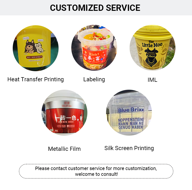 Reusable Ice Cream Cup with Lid and Handle Food Packaging Custom Logo Printed PP Plastic