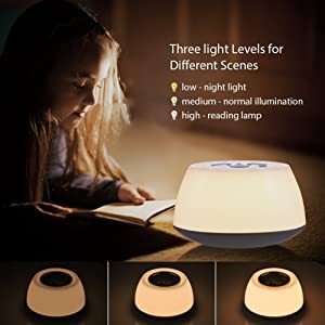 3 Levels Brightness Multicolor 3W Wake Up Alarm Clock Light Touch Sensor
