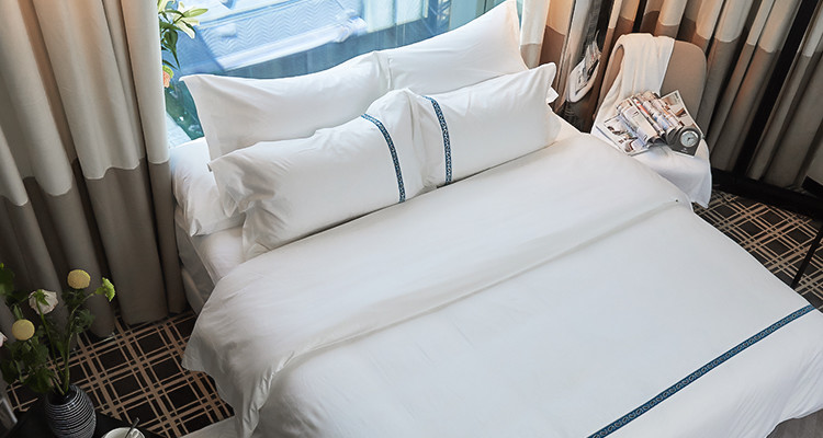 Jacquard Hotel Collection Linen Cover 100% Cotton Bed Sheets Nordic Style Ribbon Design