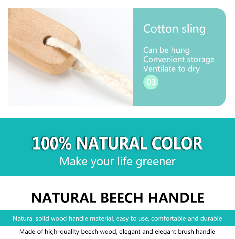 Double Sized Dry Brush Long Handle Bath Body Back Exfoliate Shower Brush