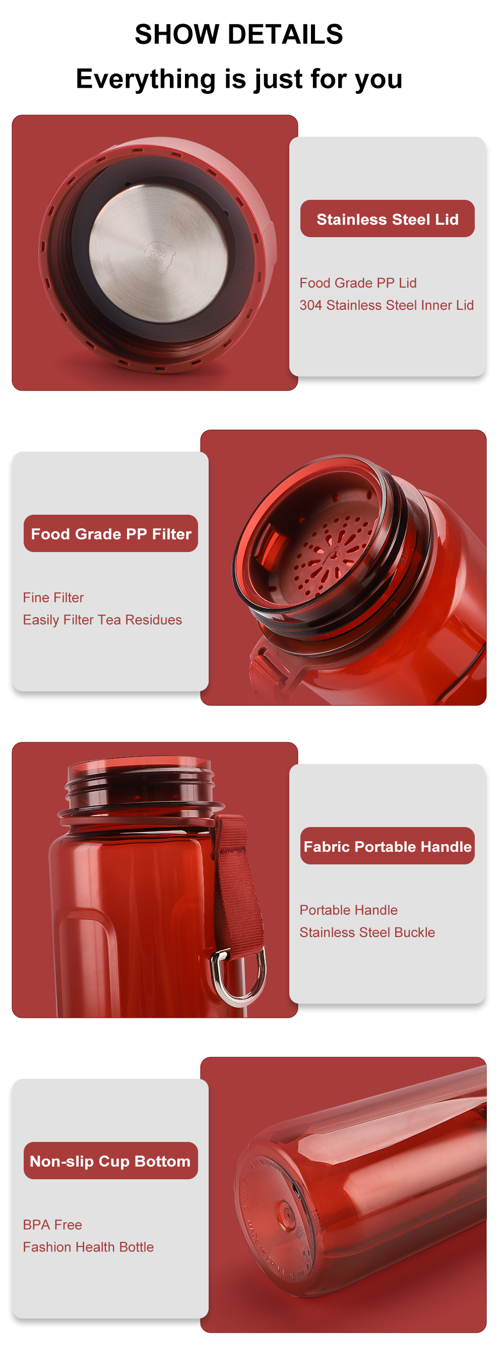 2023 Hot Sale Large Capacity Plastic Sport Water Bottle Bpa Free Gym Drinking Bottle
