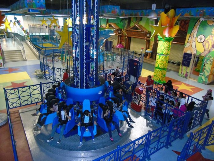 10 12M Twist Drop Tower Amusement Ride Blue Color With Led And Music Function