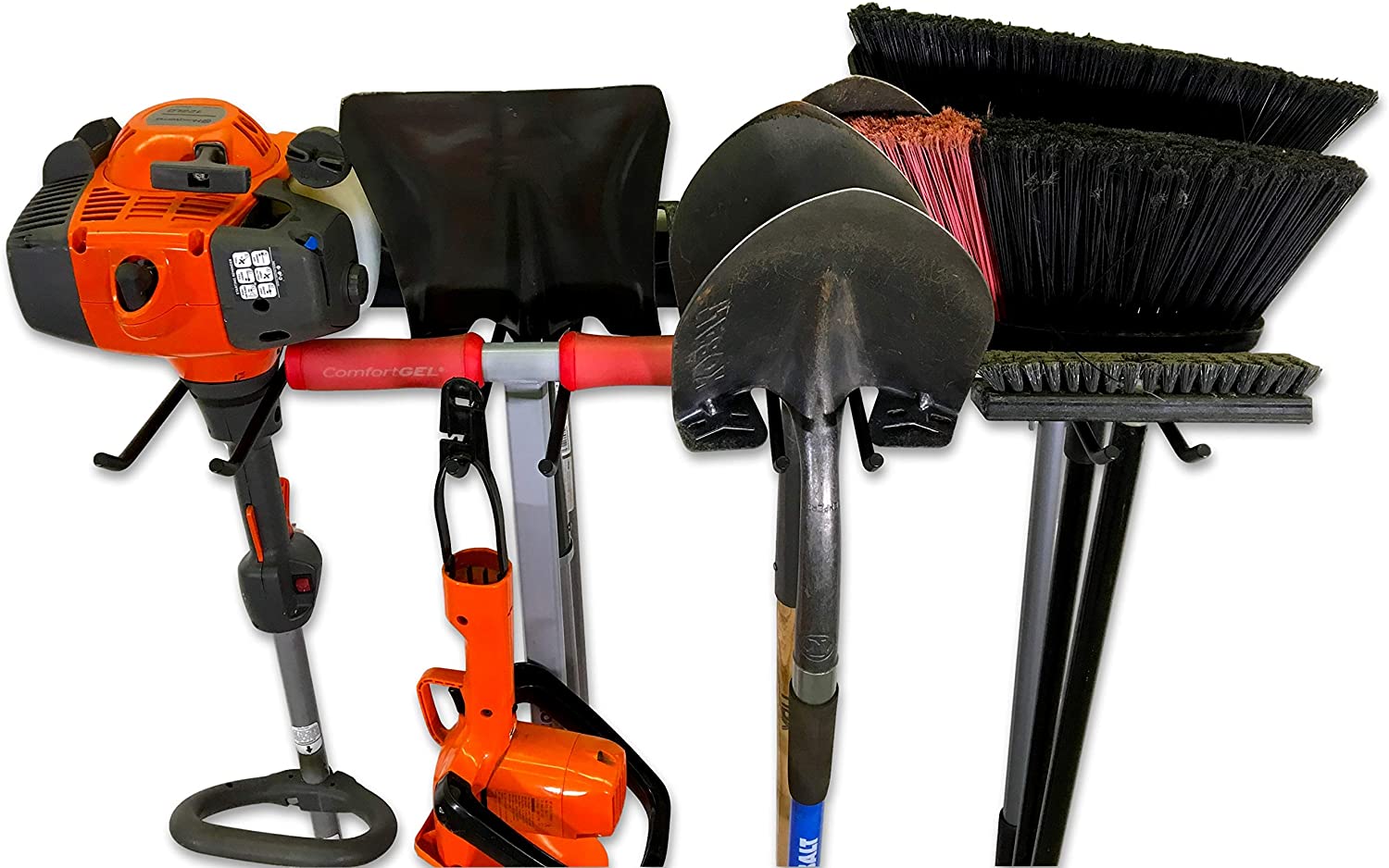Garage wall mounted tool rack and storage organizers shelving with included hardware