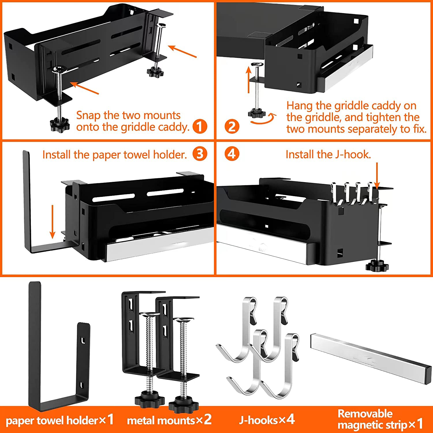 Griddle Caddy with Magnetic Tool Holder Paper Towel Holder for Blackstone 28"/36" Griddles/Prep Cart