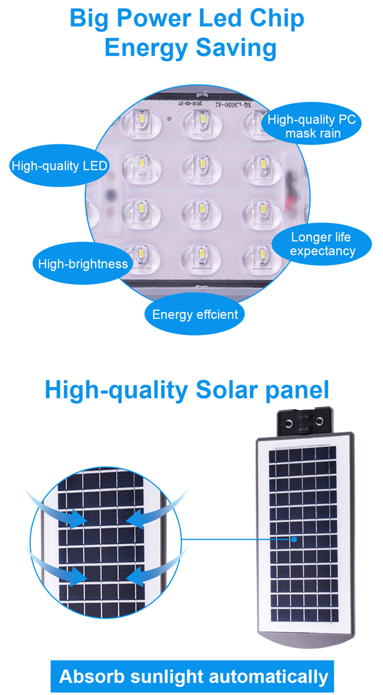 5000 Lumens All In One Solar Street Courtyard Light 100W 200W Aluminum Alloy Shell