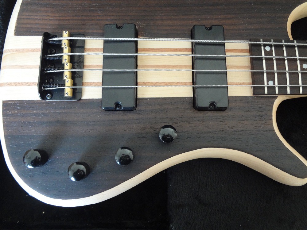 4 string bass guitar walnut wood top with Ash body Original bridges Neck through body MOP dot inlay on rosewood fretboar