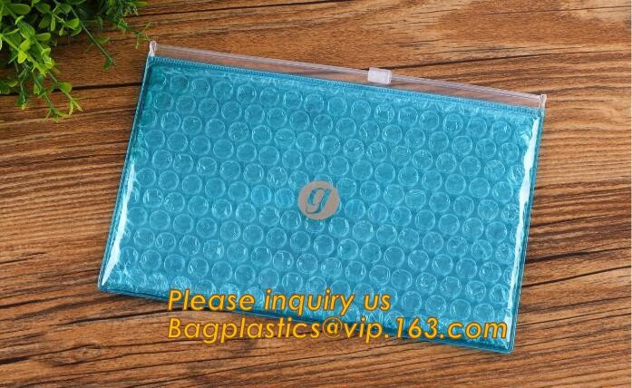 Holographic Factory Shiny gold Cosmetic bag Zipper Bubble Bag zip-lock Slider Padded Mailer metallic bubble zipper bagea