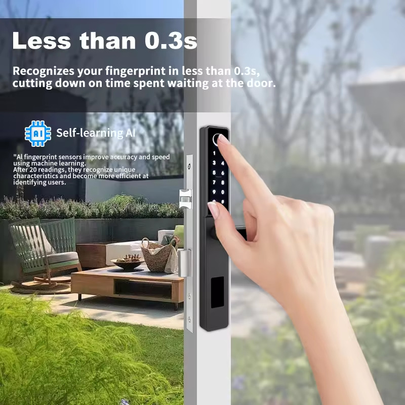 TTlock Tuya Hotel Lock Black NFC Digital Door Lock With Handle