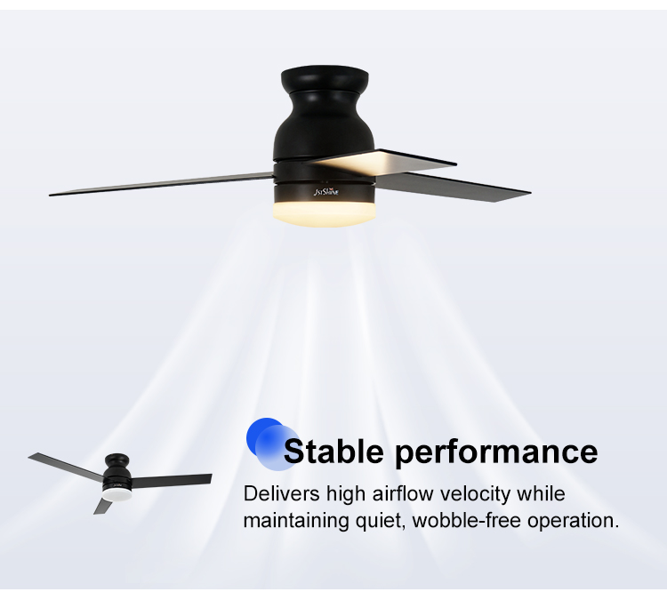 Low Ceiling Black MDF Blades Ceiling Fan with Remote Control and 1450lm Luminous Flux
