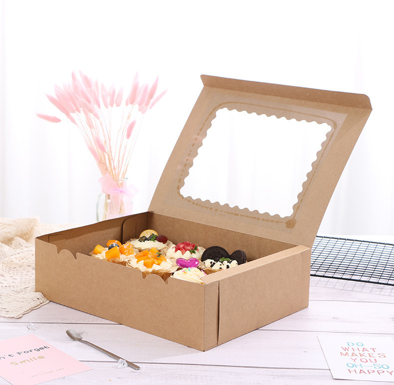 Customized Recycled Cake Packaging Box With Clear Window