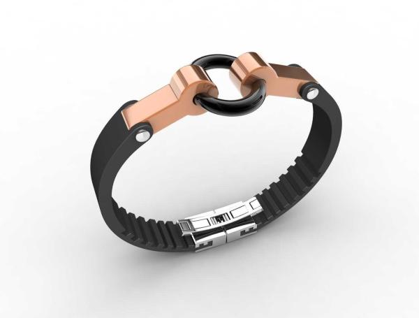Top Quality Europe Fashion Stainless Steel Genuine Leather Silicone Bangle