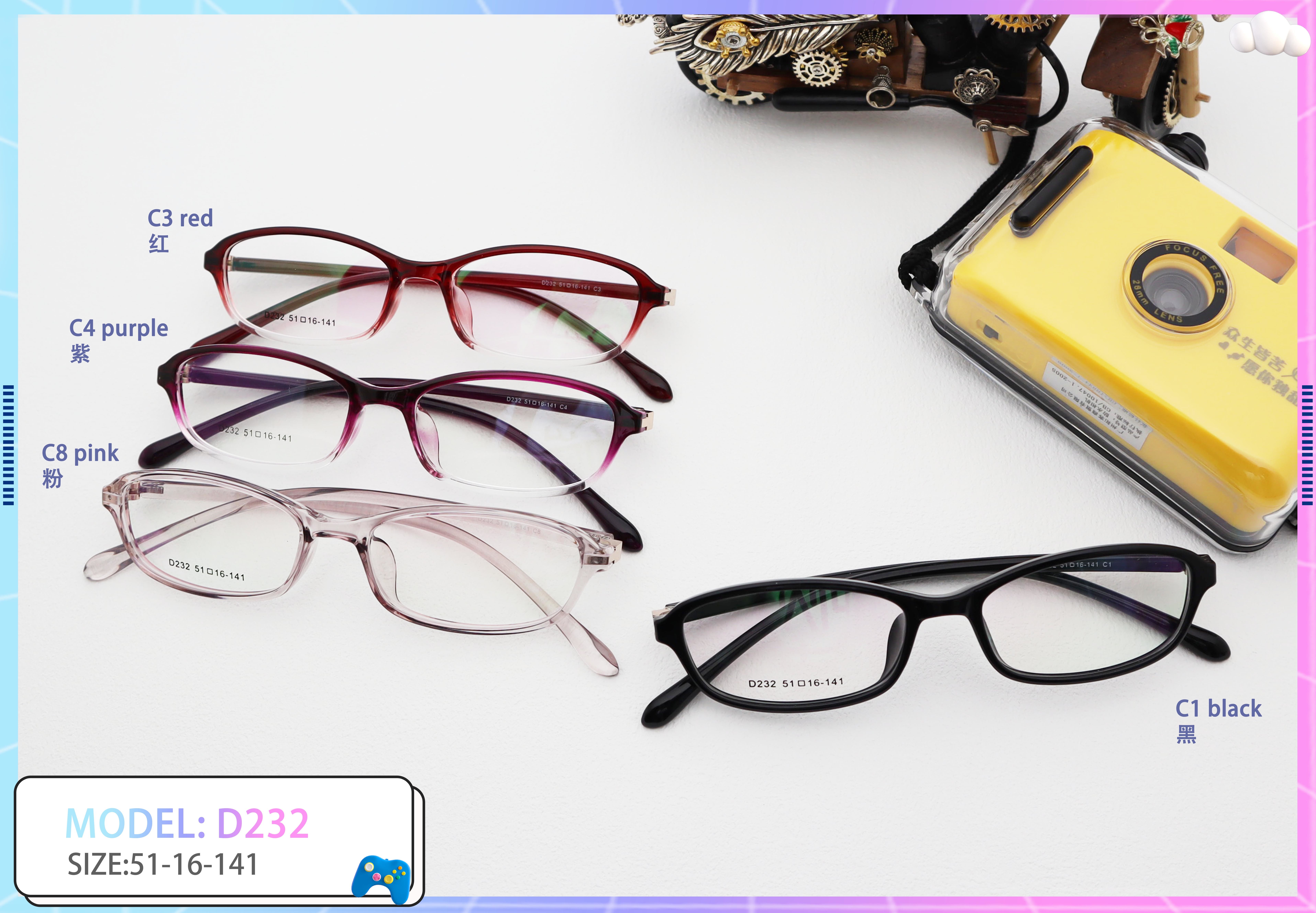 Tr90 Spectacle Frames Unique Popular TR 90 Full Rim Optical Frame D232