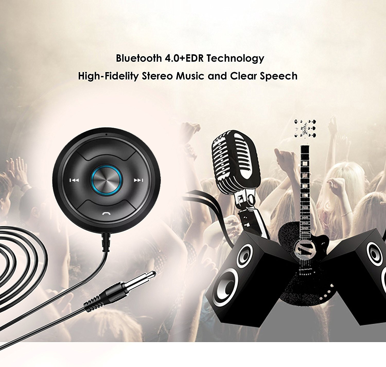 Aux usb Handfree Bluetooth v4.0 Stereo Audio Bluetooth Car Kit