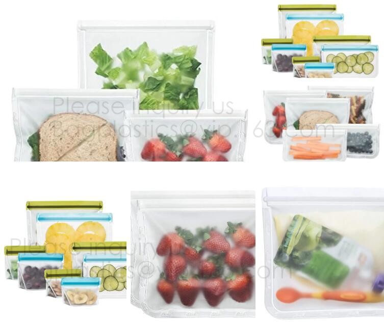 PEVA Reusable Food Storage Bag Airtight Zip Seal Bags Keep Your Food Fresh Re-zips are made out of food safe, fresh lock