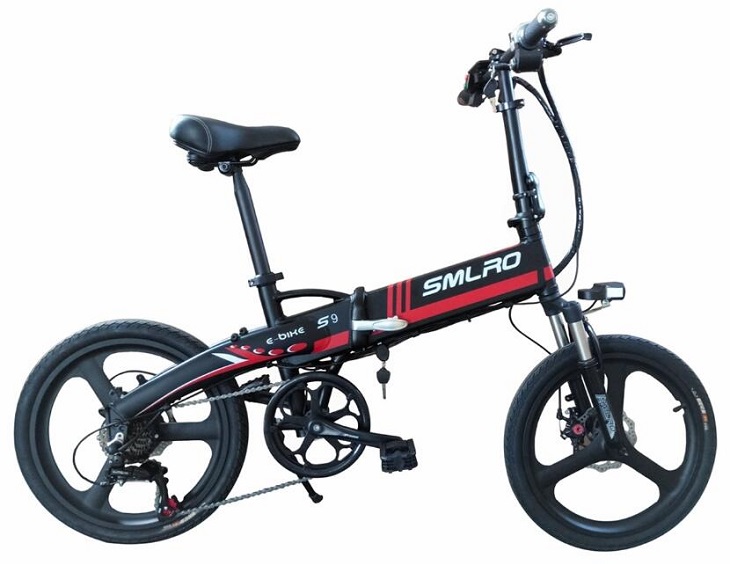 Black Red Foldable Electric Bike , Mini Foldable Bicycle LCD Digital Display