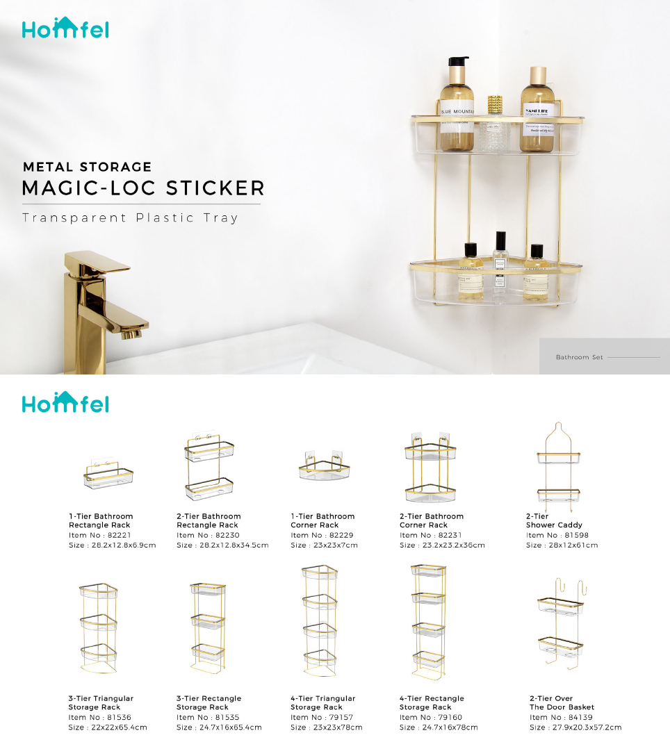 Non-folding Rack Suction Cup PS Box Shower Caddy for Bathroom Storage and Organization