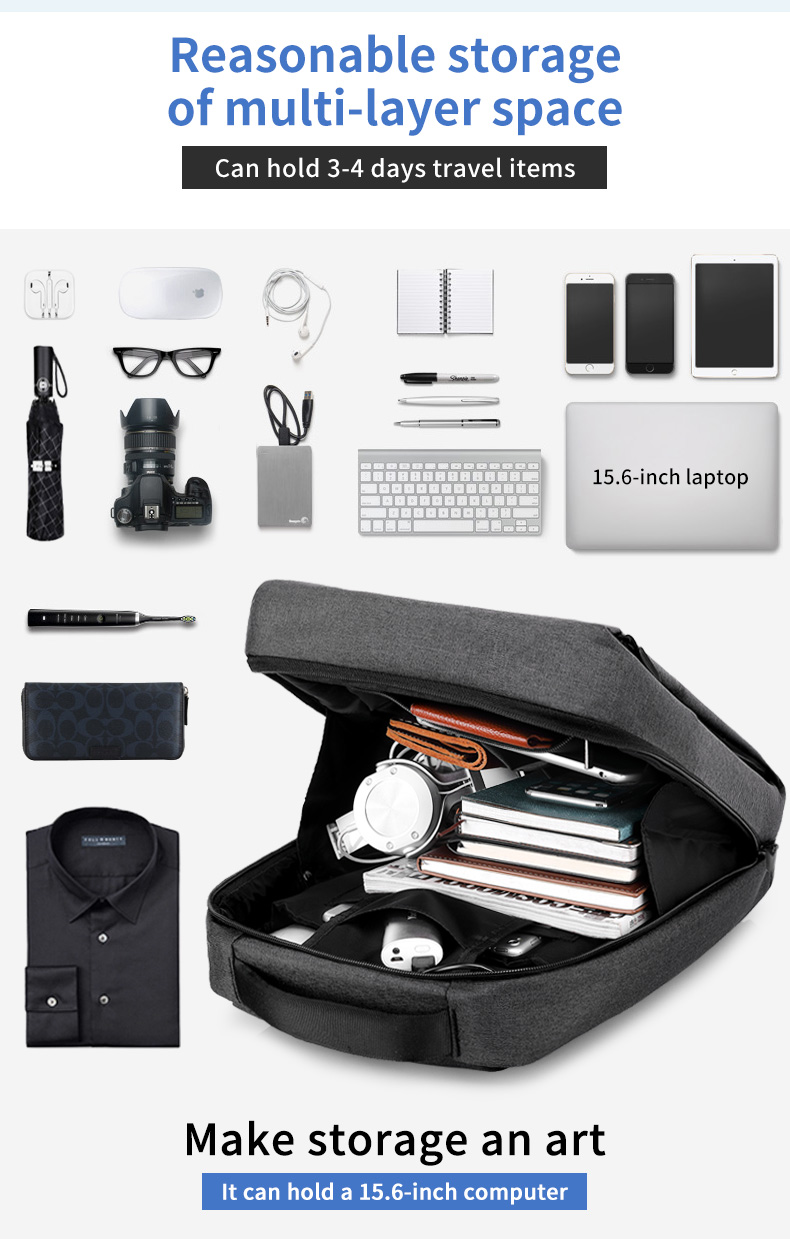 High quality custom logo usb charging men business notebook school waterproof backpack men bagpack laptop backpack