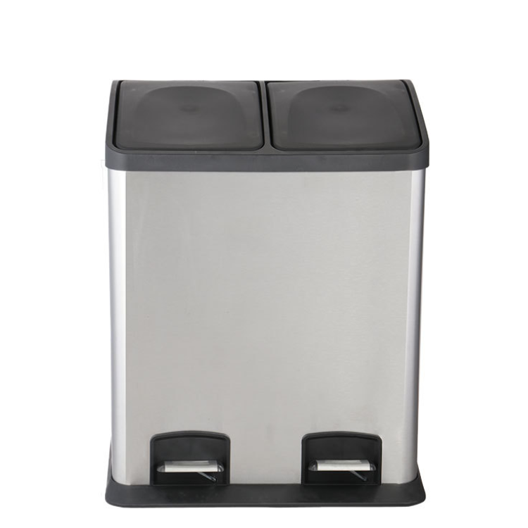 Hotel 36L Rectangular Pedal Trash Bin Double Bucket with Lid Trashcan