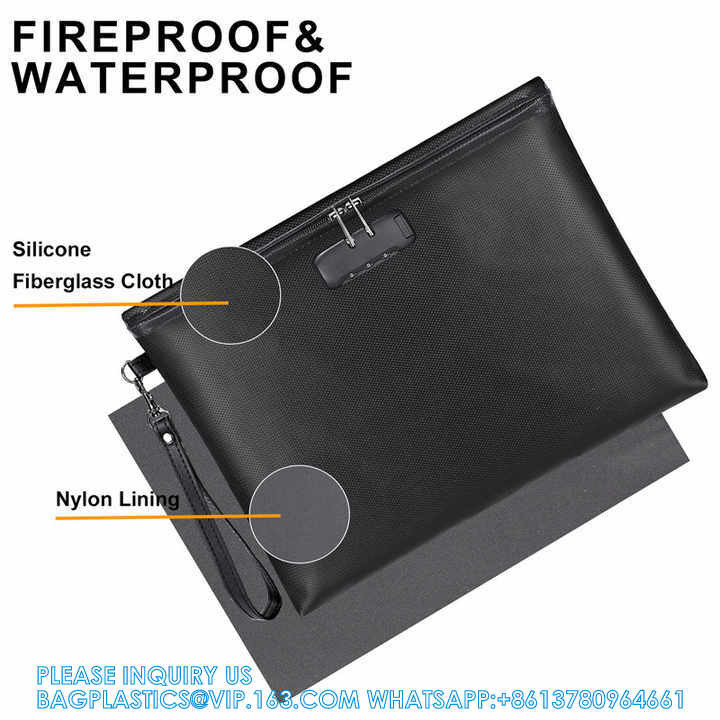 Reflective Strip Hanging Letter Size Fireproof Document Box Lockable Two Layer File Box Organizer