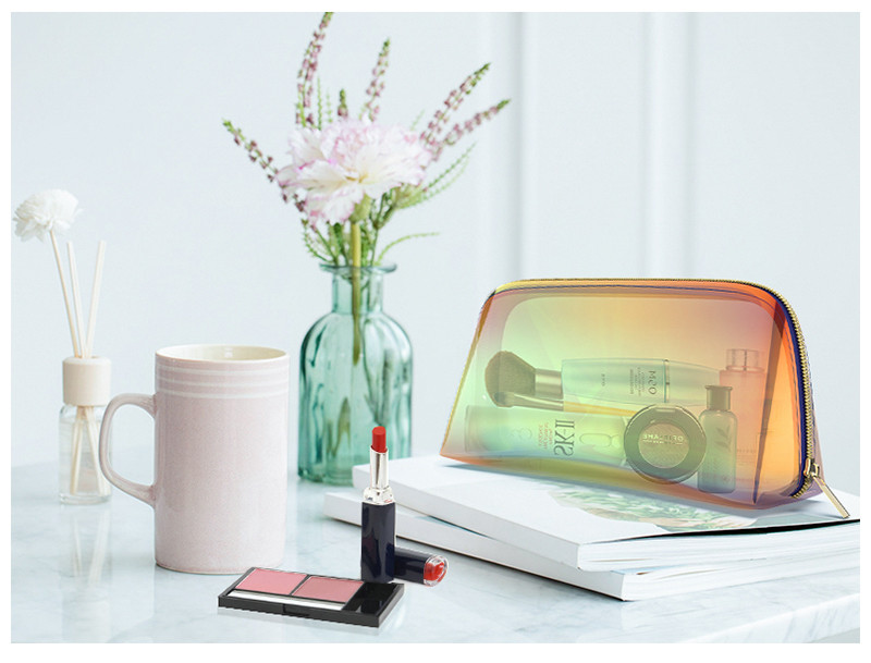 L25*D8.5*H13 Cm yellow PVC Laser Zipper Cosmetic Bag