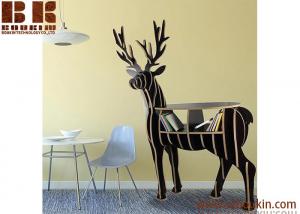 China DIY laser cut item supplies wood reindeer arts and craft Animal bookshelf wooden craft coffee table home decor on sale