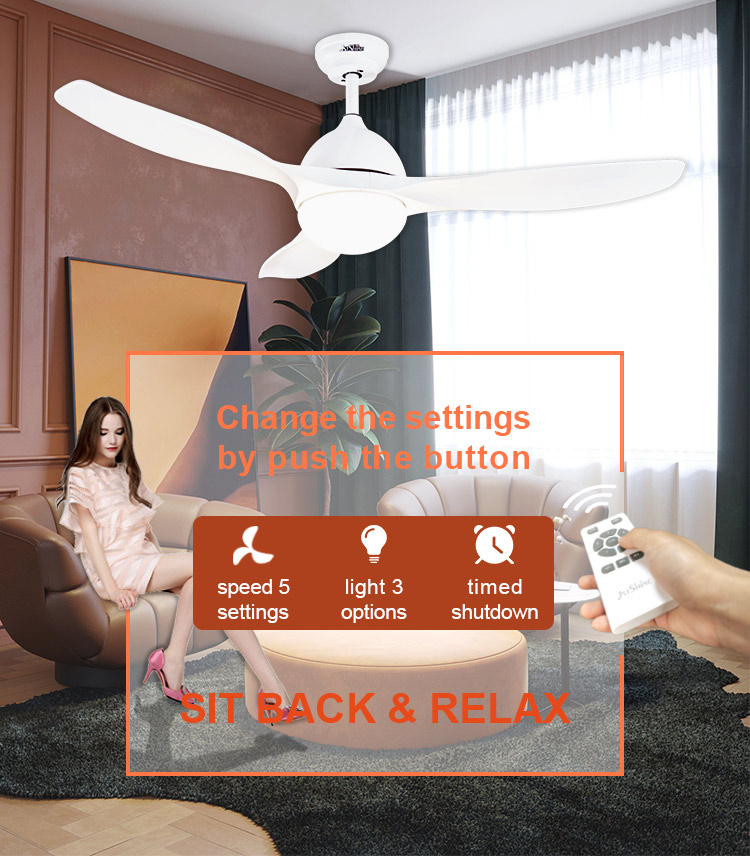 CCC Certified 1stshine White 220V DC Motor 5 Speeds Remote Control LED Ceiling Fan for Home Office