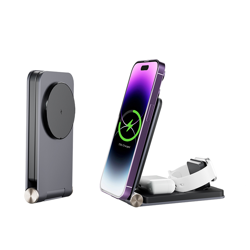 Overvoltage Protection 3 in 1 Qi Fast Wireless Charging Stand for iPhone 15 Pro Max