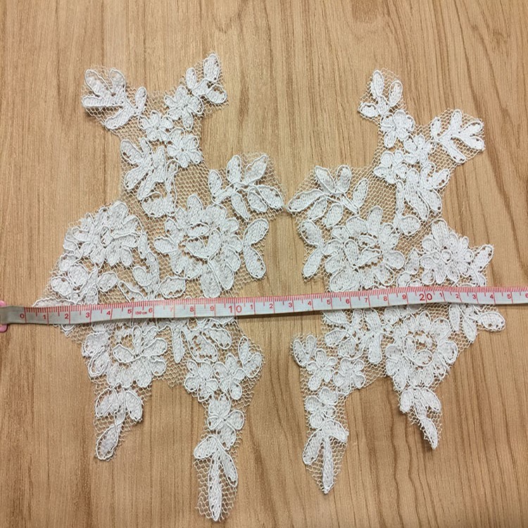 Ivory Venise Cord Lace Applique for Bridal Gown Wedding Dress decoration
