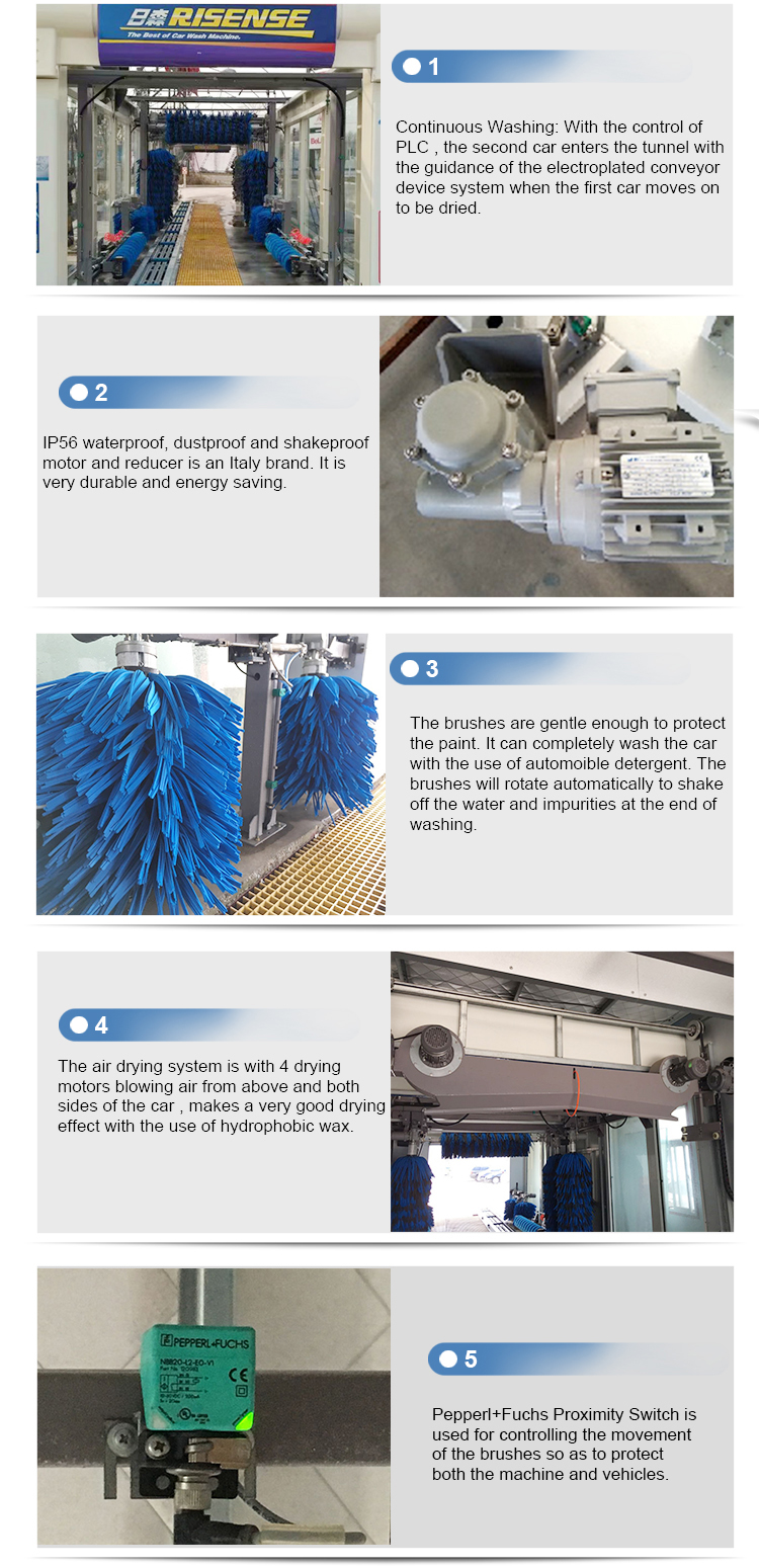 Full Automatic Brush Washing Car Wash Machine Tunnel With Drying System