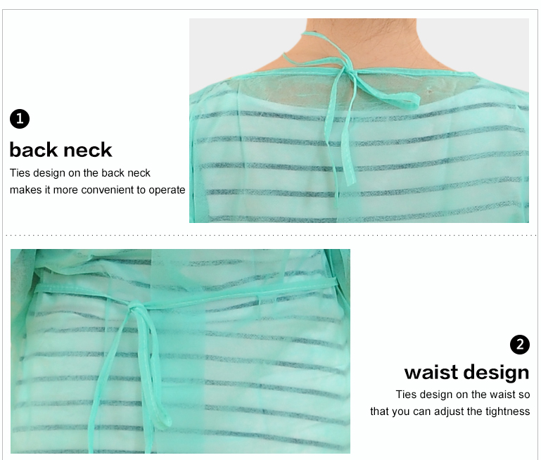 Factory price single use non woven isolation gown with knitted cuff