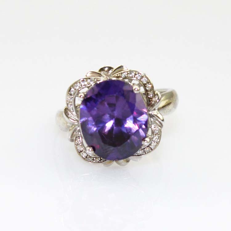 Women Jewelry Oval 10mmx12mm Garnet Cubic Zirconia Sterling Silver Ring(F51)