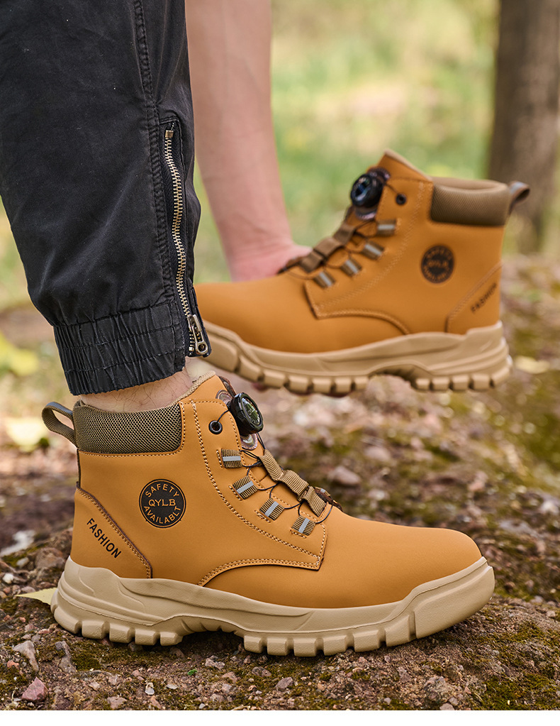 Wheat Security Work Boots Microfiber Leather Safety Boots With Stab-smash Steel Toe Kevlar Midsole And EVA Sole