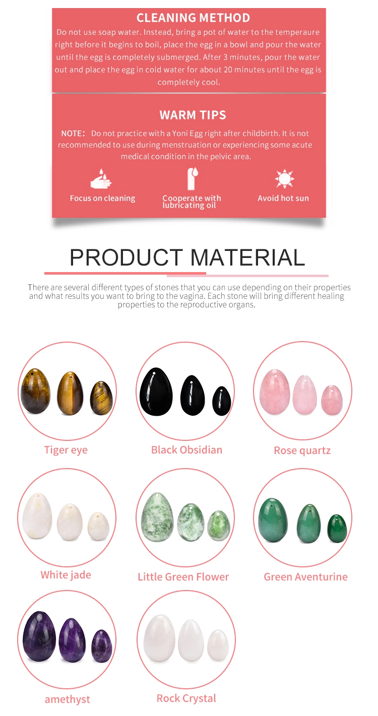 50x35mm 54g Kegel Exercise Yoni Rose Quartz Egg Crystal Yoni Eggs